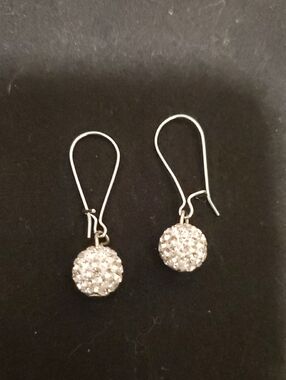 Clear Crystal Baubles on Silver Shepherds Hook Earrings